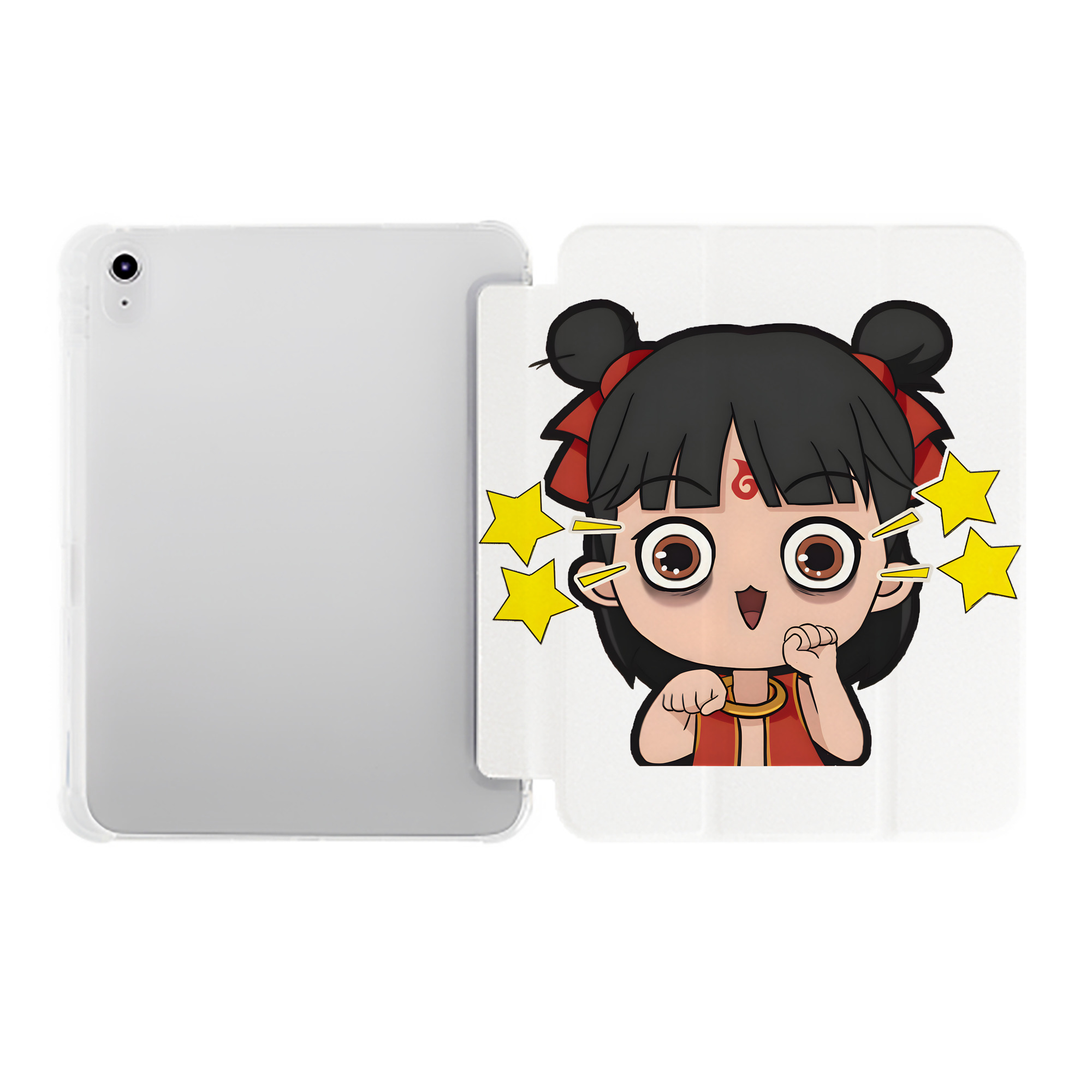 （画像用） Ne Zha 2 ナタ 魔童の大暴れ IPad ケース ペン収納付き 三つ折りスタンド PUレザー×シリコン 対応機種9.5/10.5/10.9インチ